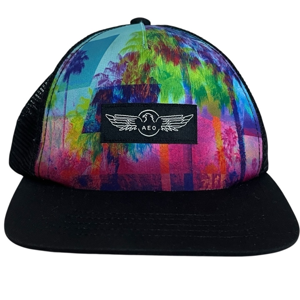 American Eagle "AEO" Adjustable SnapBack Colorful Cloth & Black Mesh Ball Cap
